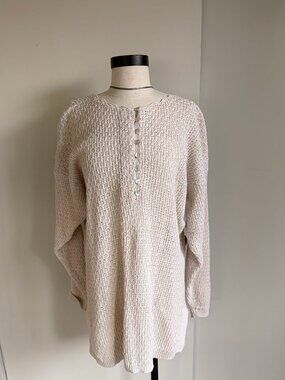 Vintage Knit Women's Cream and White Jumper